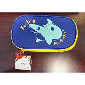 Feeling Fin-Tastic Shark Zipper Pouch With Mesh Pocket & Hook For Kids